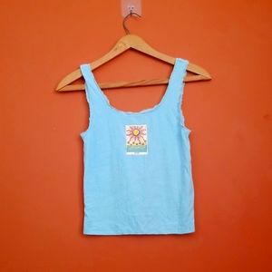 Tarot Sun Light Baby Blue Cropped Ribbed Tank
